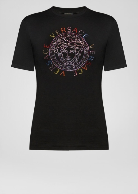 Versace Studded Medusa Logo T-shirt Dam - 109543EYV